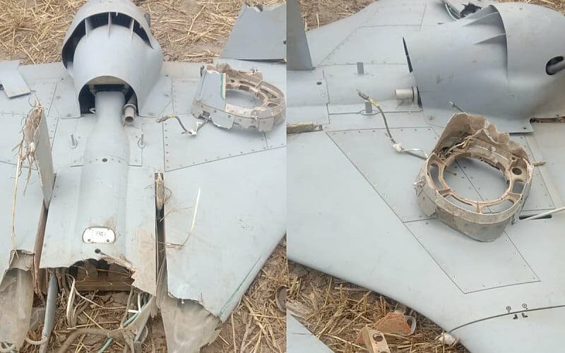 Ostaci srušenog indijskog drona (Screenshot: Twitter)